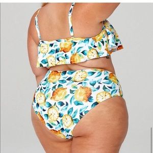 Cupshe Lemon Print Reversible Plus Size Bikini Bottom